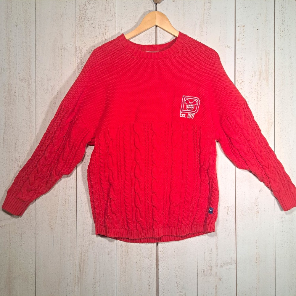 Disney Spirit Jersey Walt Disney World Red Knit Pullover Crewneck Sweater XS